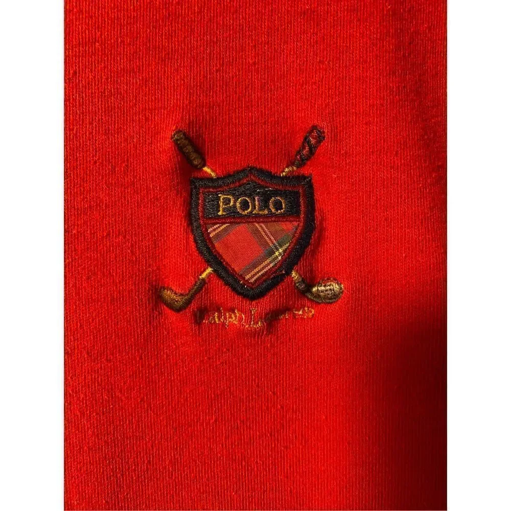Vintage polo by Ralph Lauren, men’s red golf logo embroidered top size medium